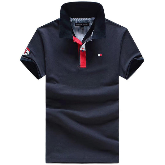 Tommy Hilfiger Classic Navy-Blue Short-Sleeve Polo Shirt - Obeezi