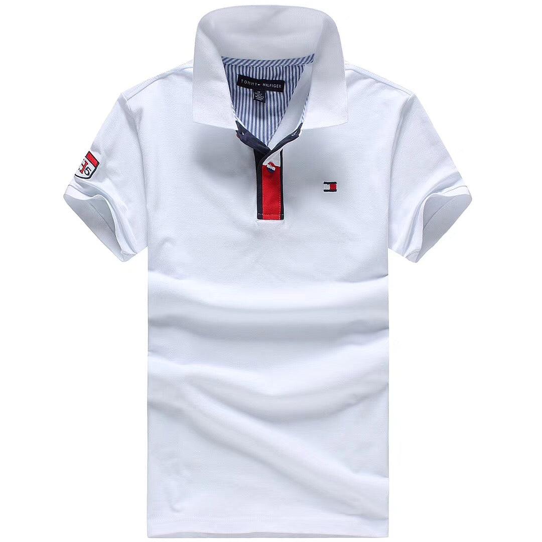 Tommy Hilfiger Classic White Crested Red Short-Sleeve Polo - Obeezi