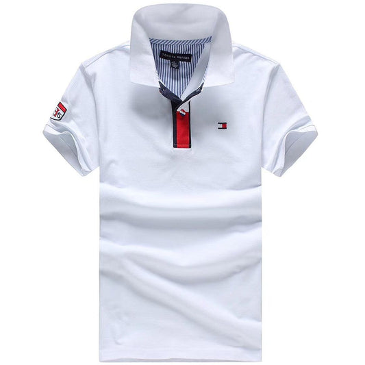 Tommy Hilfiger Classic White Crested Red Short-Sleeve Polo - Obeezi