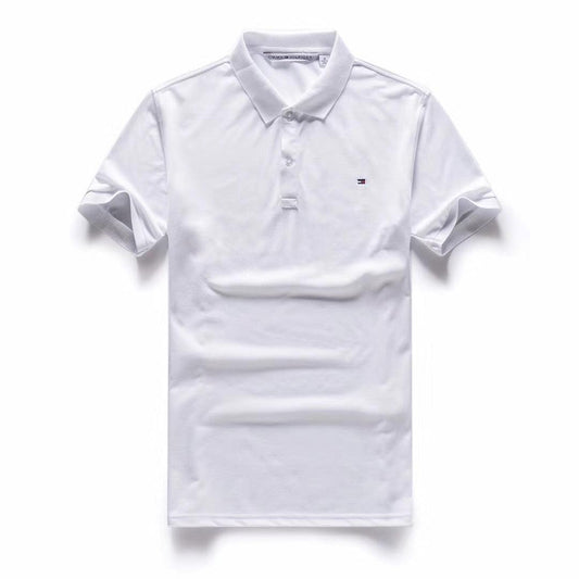 Tommy Hilfiger Crested Design Plain White Short-Sleeve Polo - Obeezi