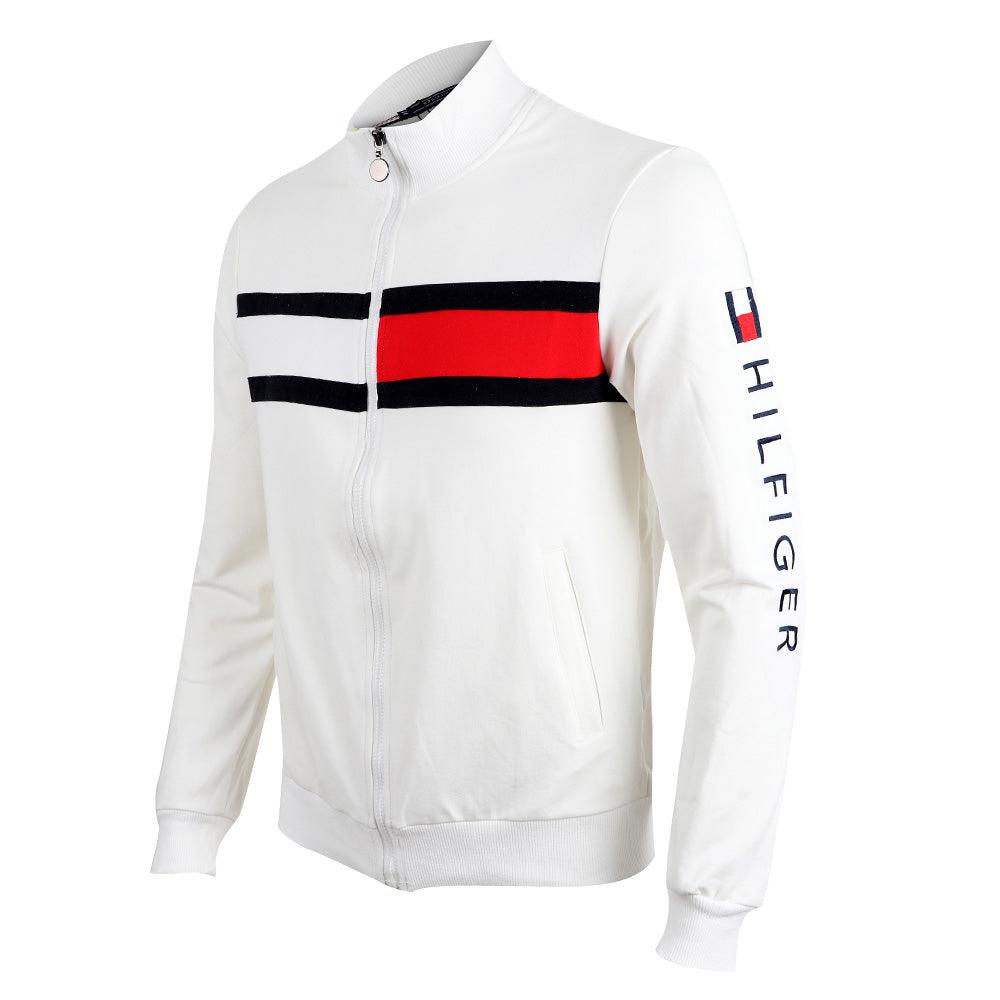 Tommy Hilfiger Crested Embellished Logo White and Red Tracksuit - Obeezi