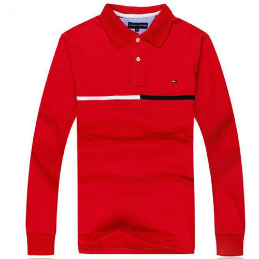 Tommy Hilfiger Custom Fit Long Sleeve Polo - red - Obeezi