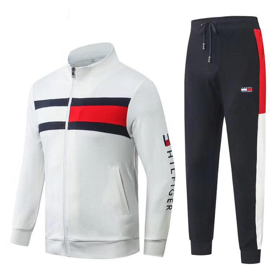 Tommy Hilfiger Front Logo White Cotton Tracksuits - Obeezi