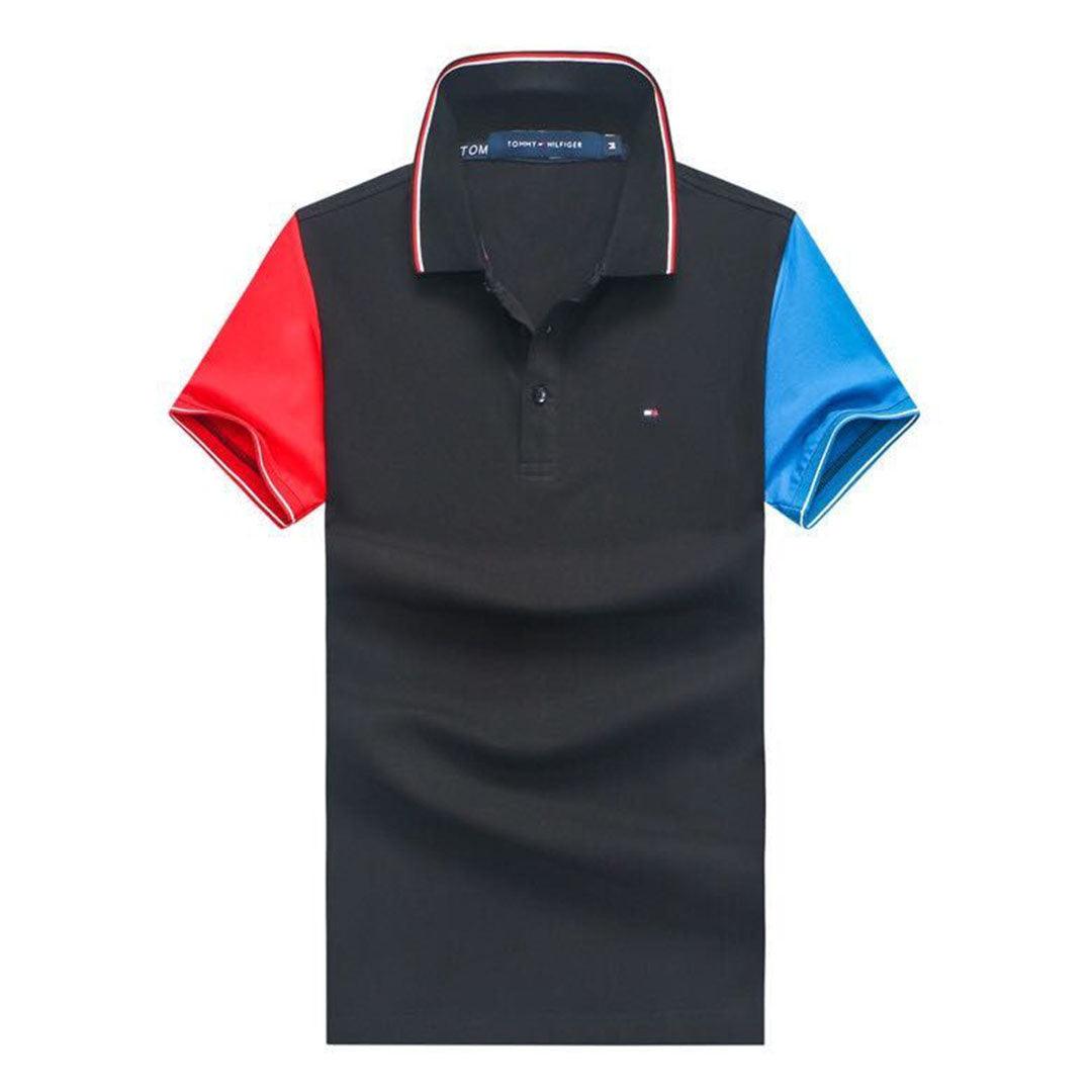 Tommy Hilfiger Men's Body-fit Black Stripes Collar Polo - Obeezi