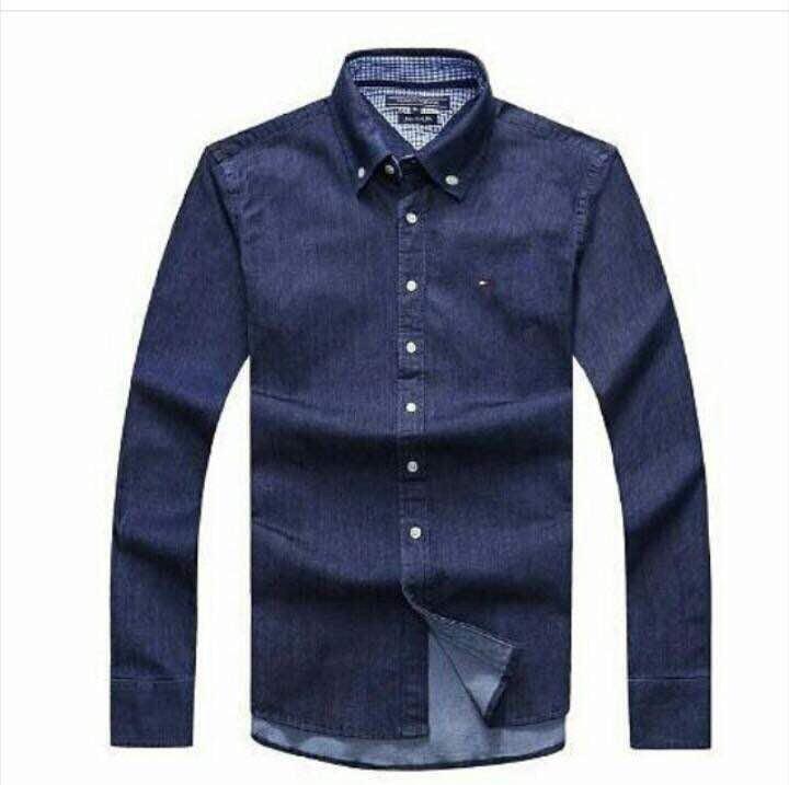 Tommy Hilfiger Men's Dark Blue Denim Long sleeve Shirt - Obeezi