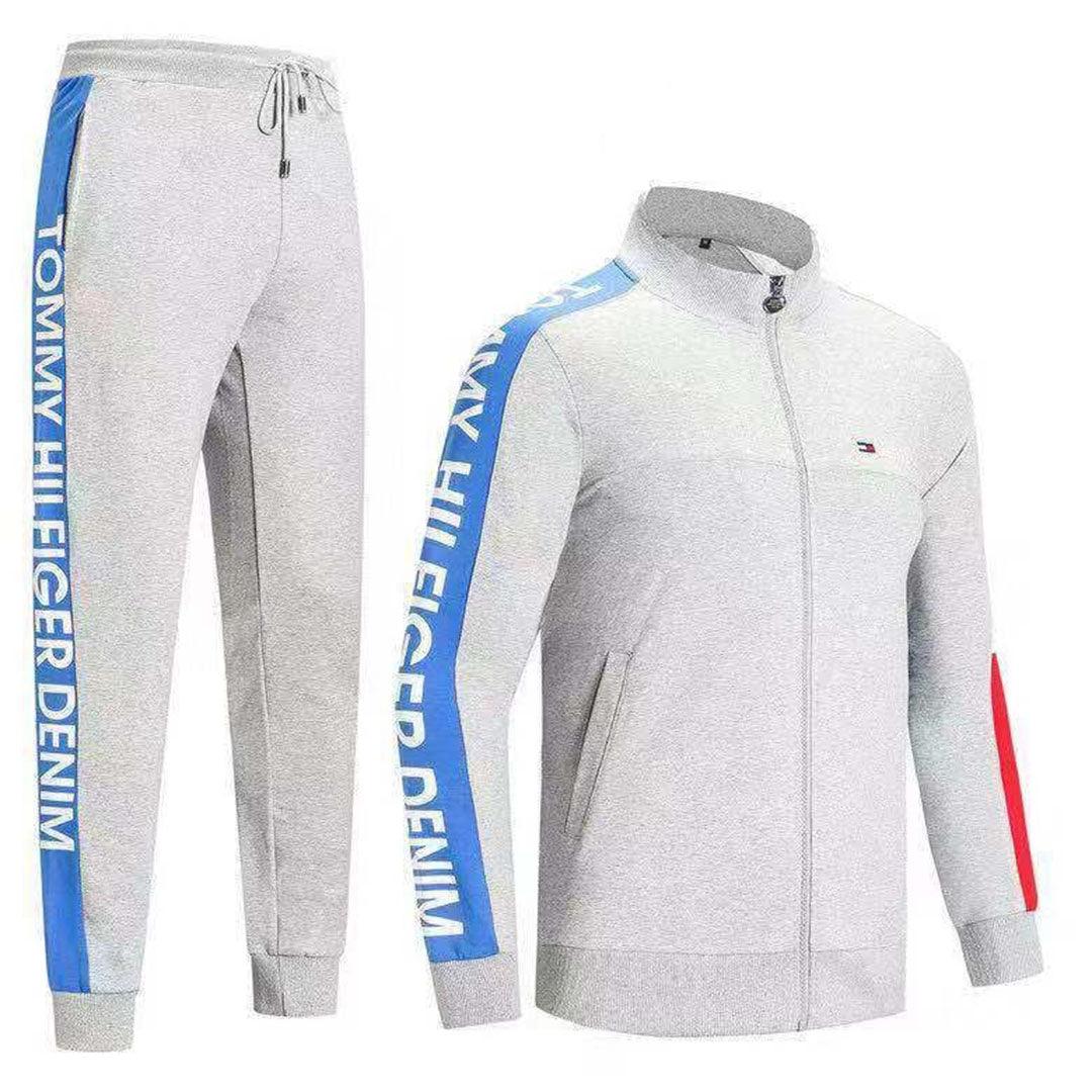 Tommy Hilfiger Men's Long Sleeve Hand Design Ash Tracksuits - Obeezi