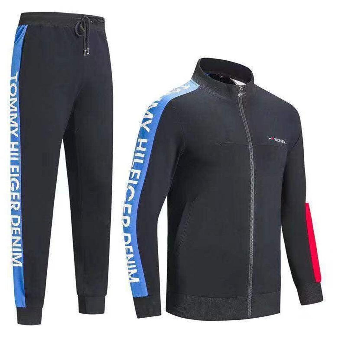 Tommy Hilfiger Men's Long Sleeve Hand Design Black Tracksuits - Obeezi