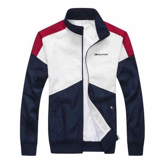 Tommy Hilfiger Navy Blue Front Design White And Red Tracksuit - Obeezi