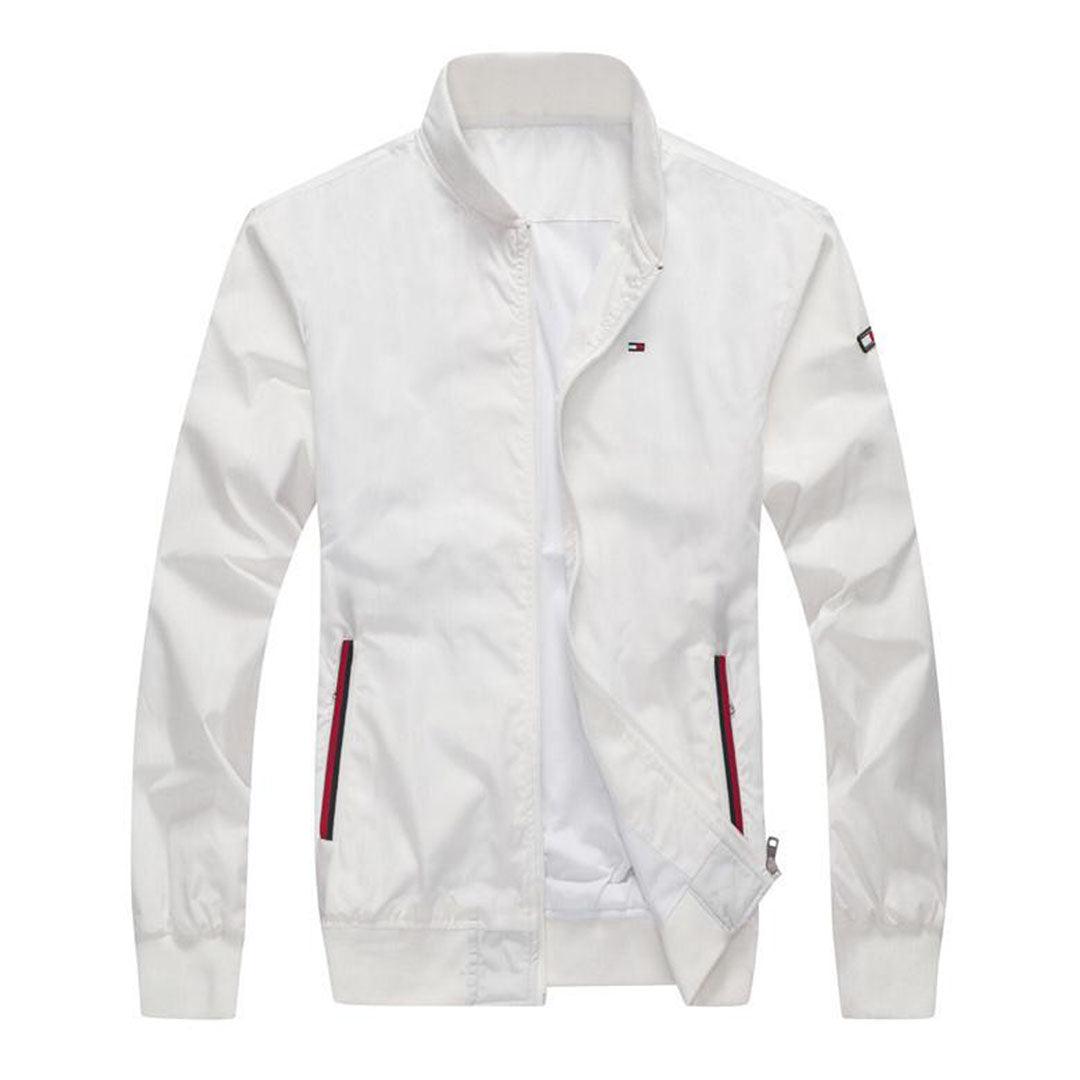 Tommy Hilfiger Plain Flag Logo White Jacket tracksuit - Obeezi