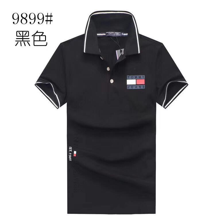 Tommy Hilfiger Printed Design Plain Black Polo Shirt - Obeezi