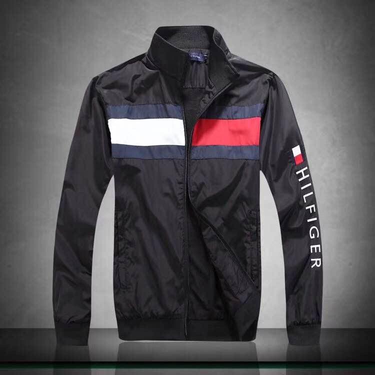 Tommy Hilfiger Split Red And White Design Black Jacket Tracksuit - Obeezi