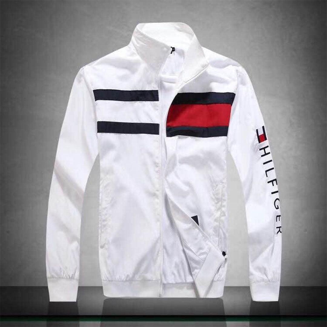 Tommy Hilfiger Split Red And White Design White Jacket Tracksuit - Obeezi