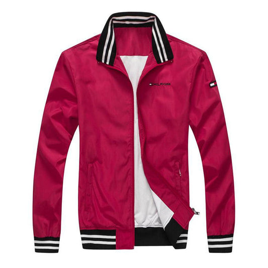 Tommy Hilfiger Strap Collar Quality Top Jacket Tracksuit-Red - Obeezi