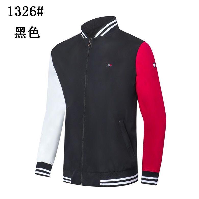 Tommy Hilfiger Top Jacket with White And Blue Straps Collar-Black - Obeezi