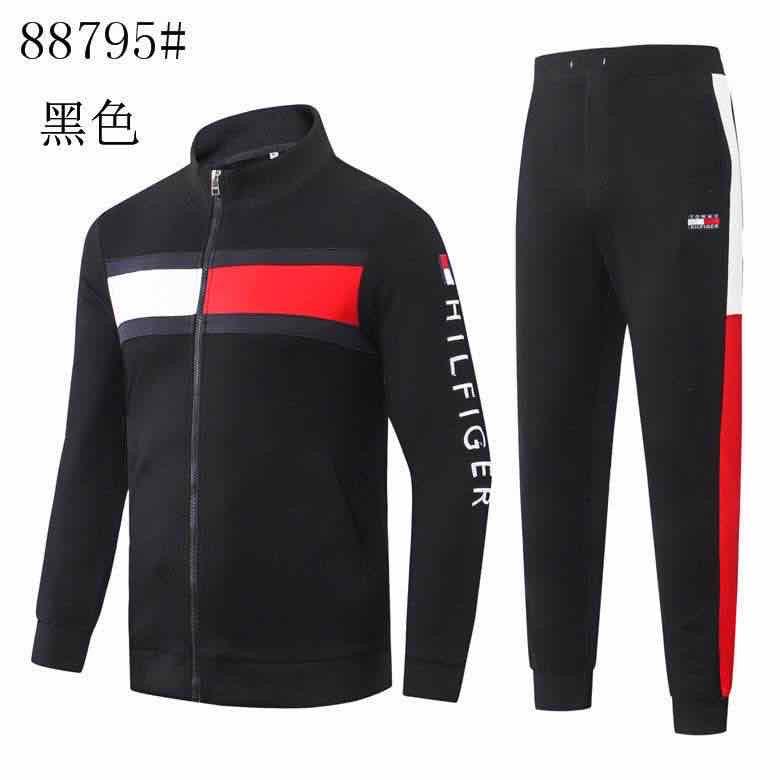 Tommy Hilfiger White And Red Strap Design Black Tracksuit - Obeezi