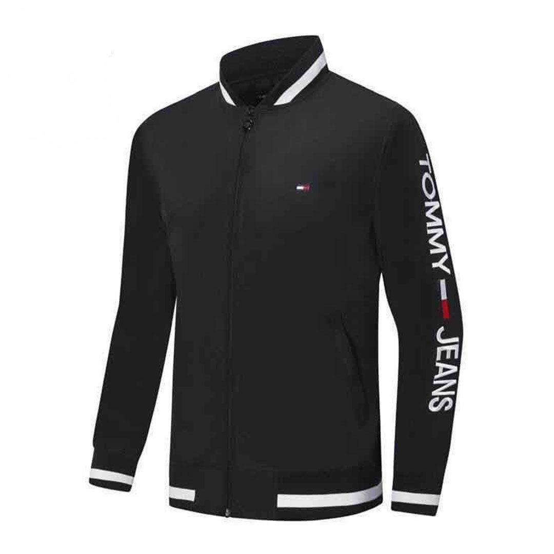 Tommy Hilfiger White Collar Strap Black Tracksuit - Obeezi