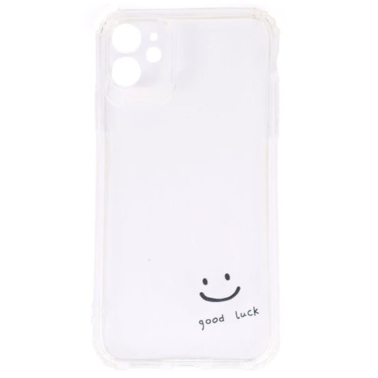 Transparent Fabric Black Smiley Case For iPhone - Obeezi.com