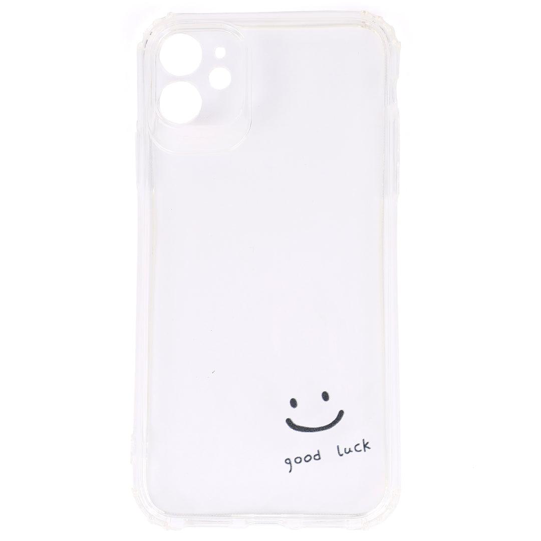 Transparent Fabric Black Smiley Case For iPhone - Obeezi.com