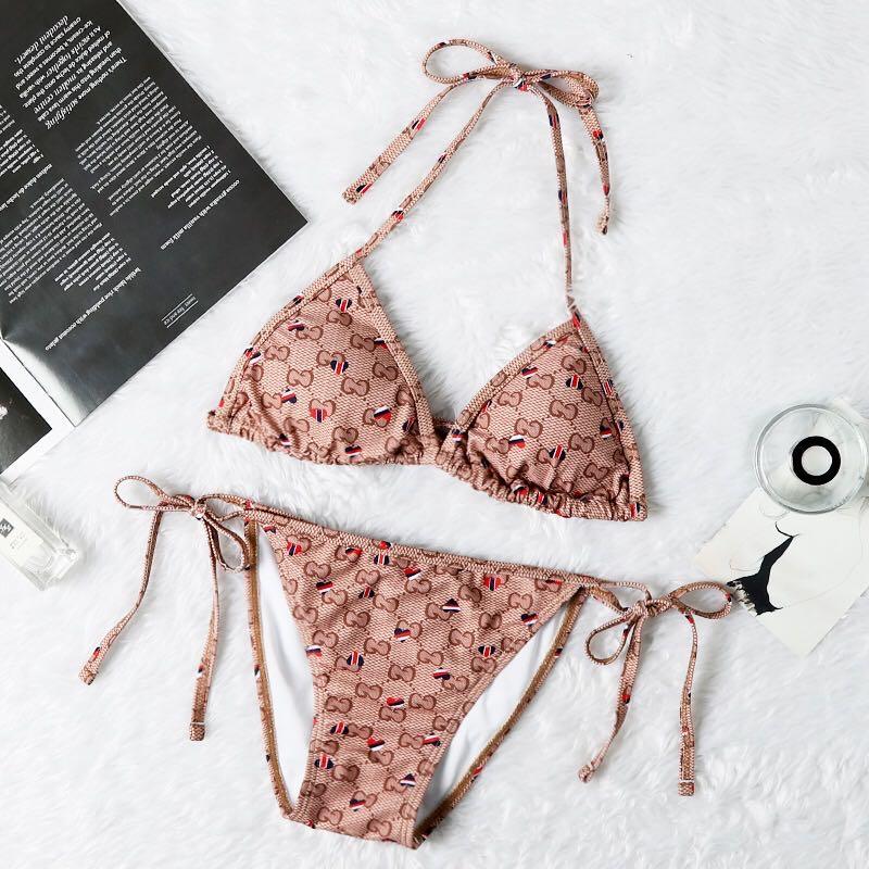 Two-Piece Heart Designed Brown Bikini - Obeezi