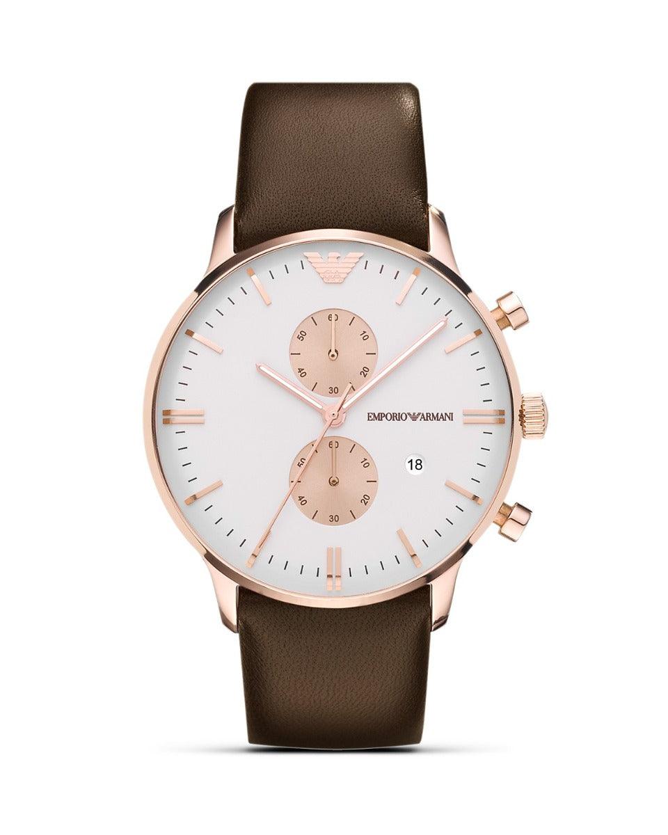 Two Tone Brown Leather Strap Watch - Obeezi.com