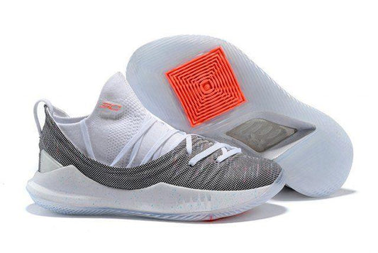 UA Mens Basketball Sneakers Curry 5 Low Wolf Grey White - Obeezi