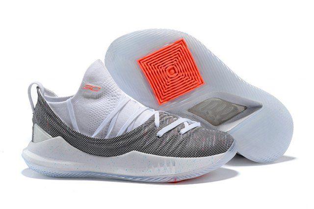 UA Mens Basketball Sneakers Curry 5 Low Wolf Grey White - Obeezi
