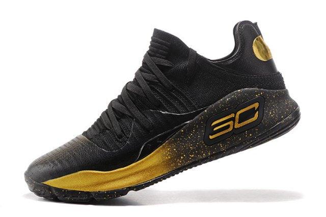 Under Armour Curry 4 Low Black Gold 2017 NBA Finals Mens Basketball Sneakers - Obeezi