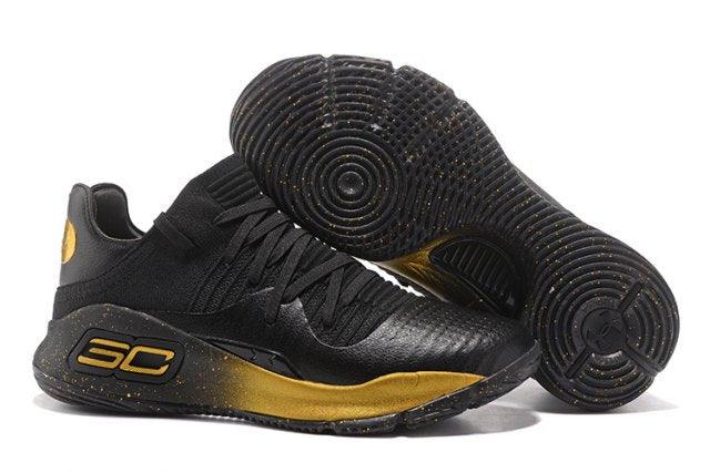 Under Armour Curry 4 Low Black Gold 2017 NBA Finals Mens Basketball Sneakers - Obeezi