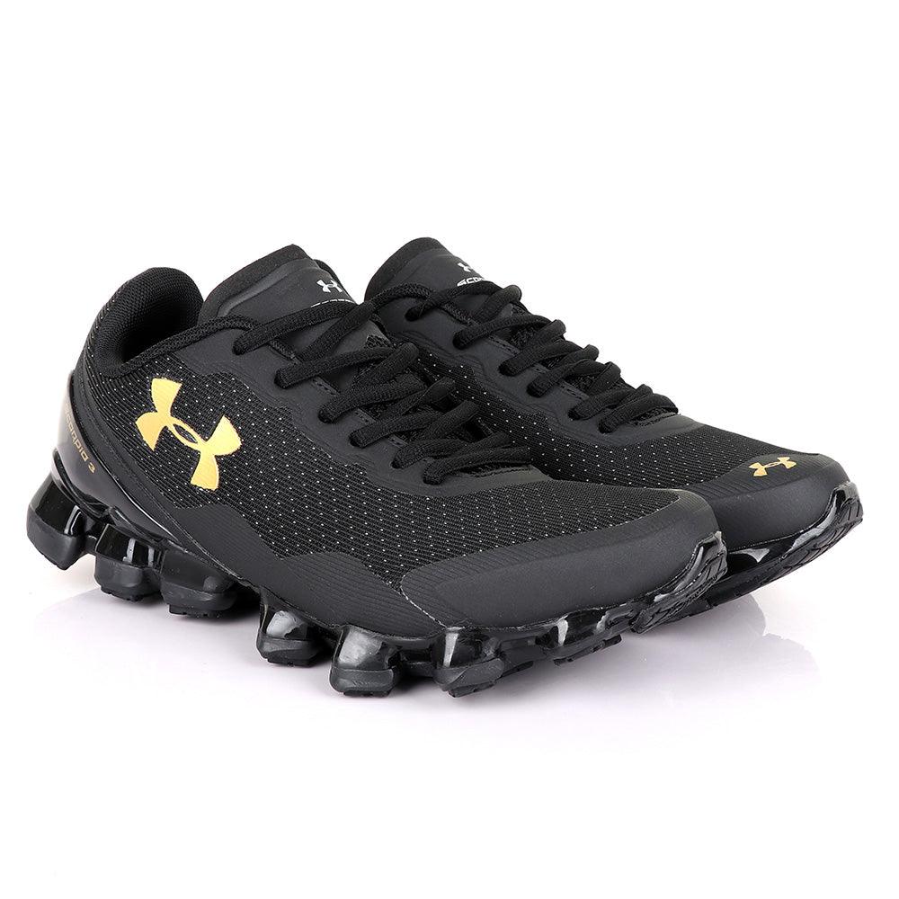 Under Armour Scorpio 3 Black with Gold Crest Sneaker - Obeezi