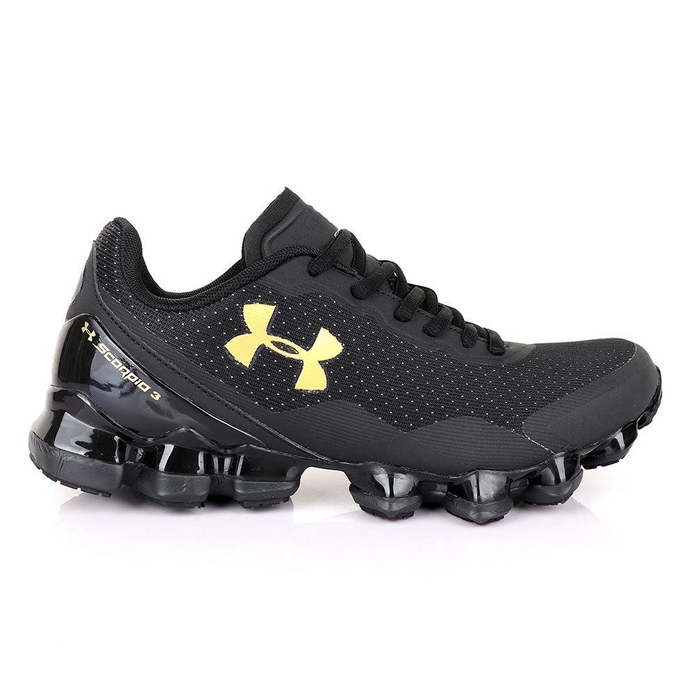 Under Armour Scorpio 3 Black with Gold Crest Sneaker - Obeezi