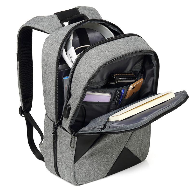 USB Charging Laptop Briefcase Business Travel Backpack-Grey - Obeezi.com