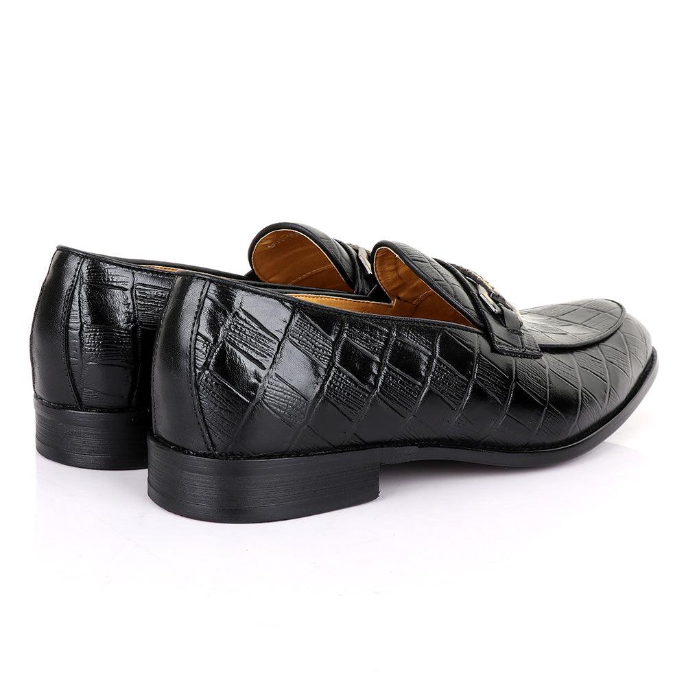 Valentino Classic Chain Block Black Leather Shoe - Obeezi