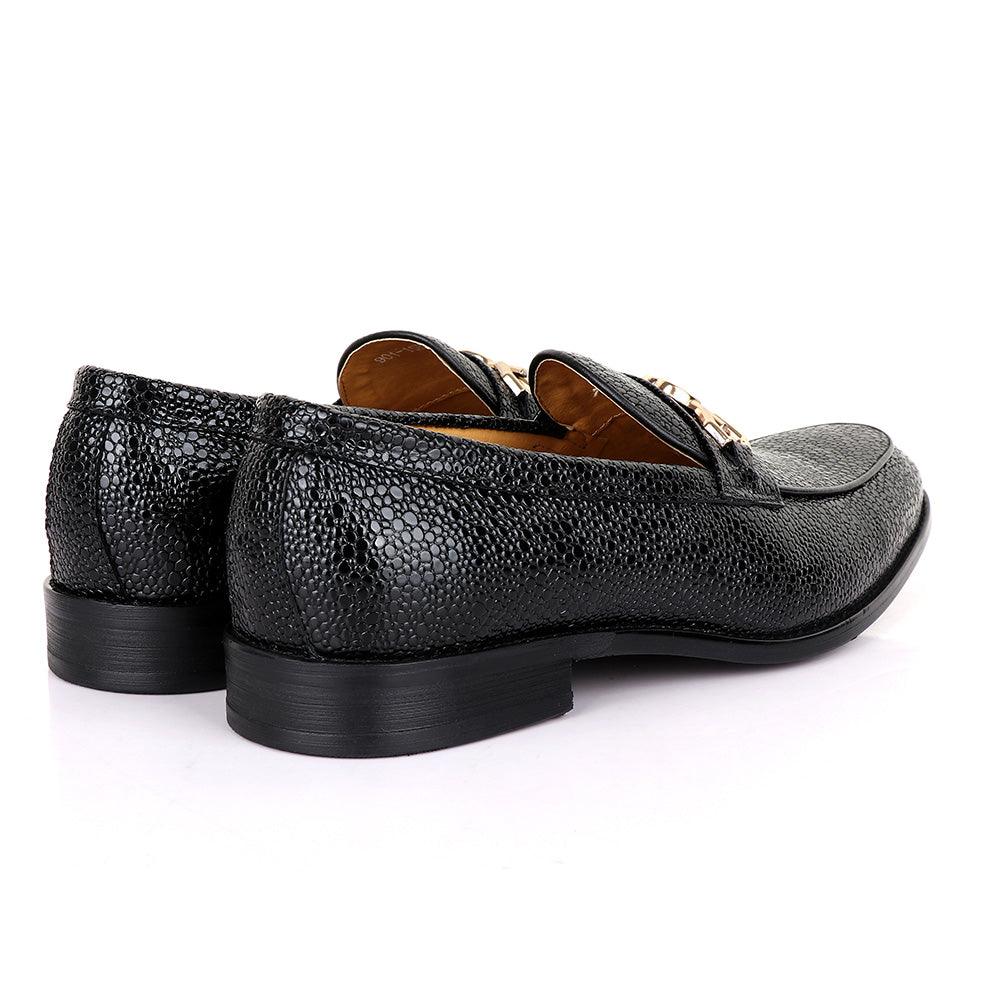 Valentino Classic Chain Glossy Black Leather Shoe - Obeezi