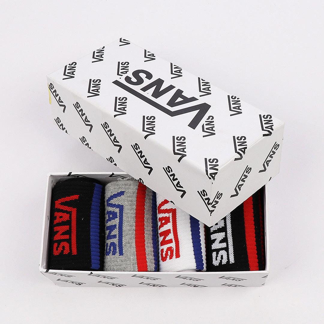 Vans 4 in 1 Unique Black Grey Blue White Socks - Obeezi.com