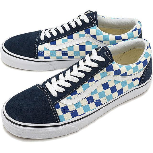 Vans Old Skool Blue & White Checkered Skate Shoes - Obeezi