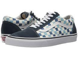 Vans Old Skool Blue & White Checkered Skate Shoes - Obeezi