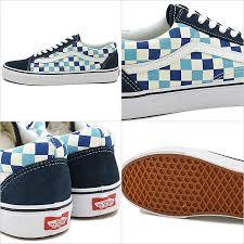 Vans Old Skool Blue & White Checkered Skate Shoes - Obeezi