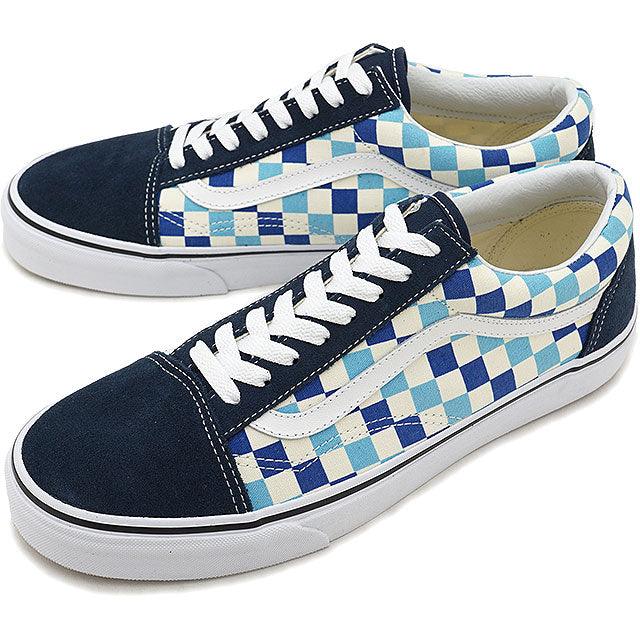 Vans Old Skool Blue & White Checkered Skate Shoes - Obeezi