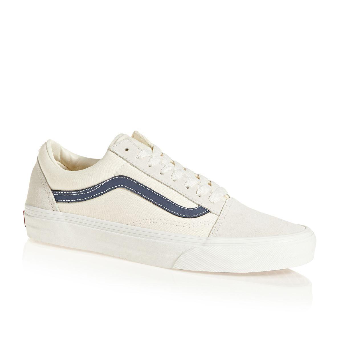 Vans Unisex Old Skool Vintage White Indigo Blue Suede Shoe - Obeezi