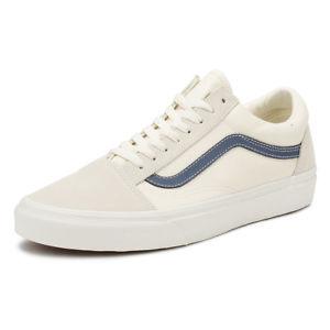 Vans Unisex Old Skool Vintage White Indigo Blue Suede Shoe - Obeezi