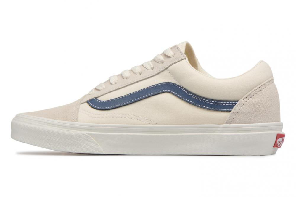 Vans Unisex Old Skool Vintage White Indigo Blue Suede Shoe - Obeezi