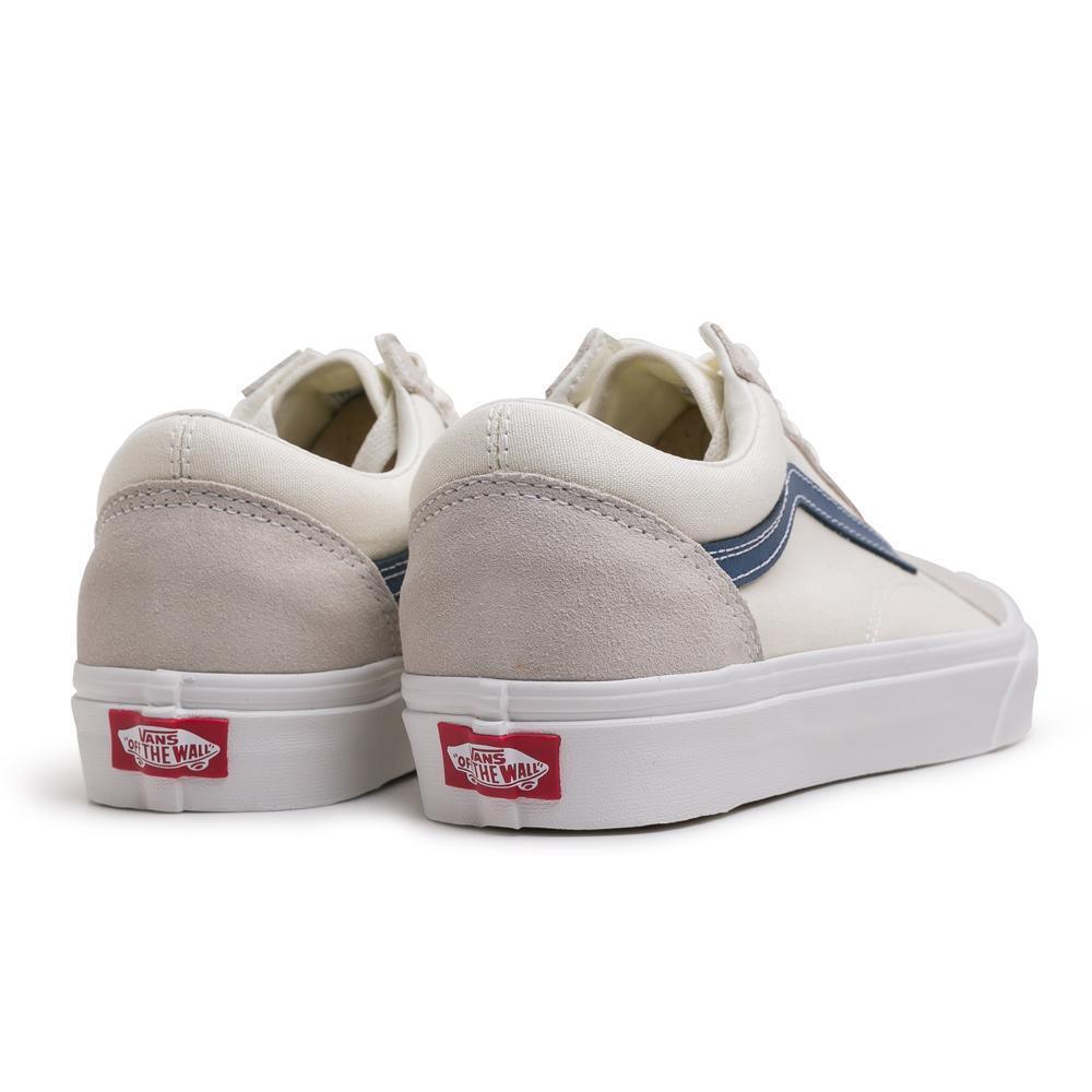 Vans Unisex Old Skool Vintage White Indigo Blue Suede Shoe - Obeezi