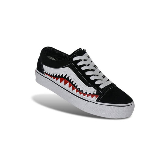 Vans X Old Skool Bape Sharktooth Black White Men Sneakers - Obeezi