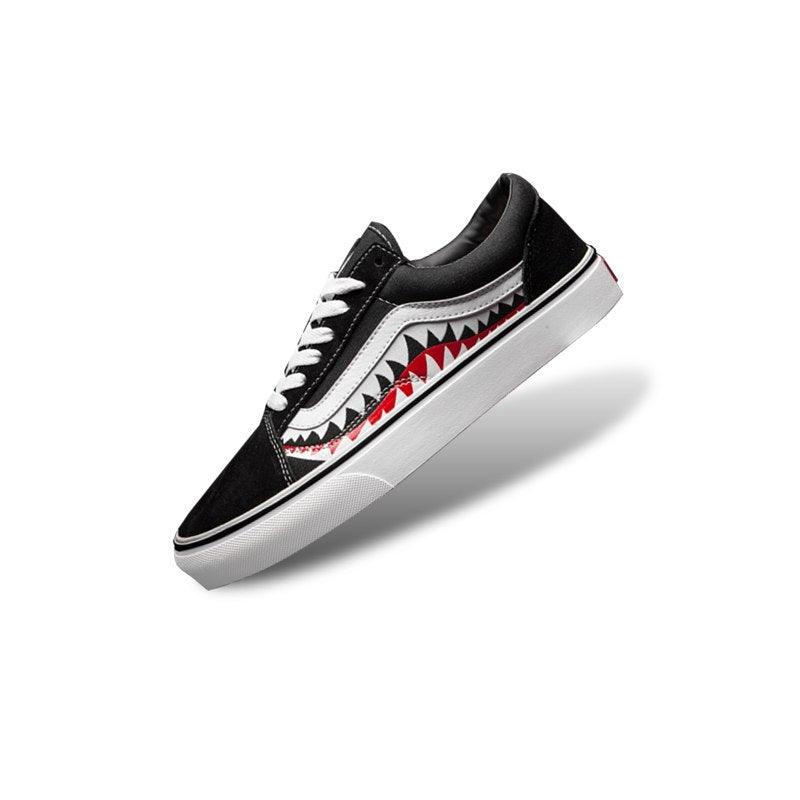 Vans X Old Skool Bape Sharktooth Black White Men Sneakers - Obeezi