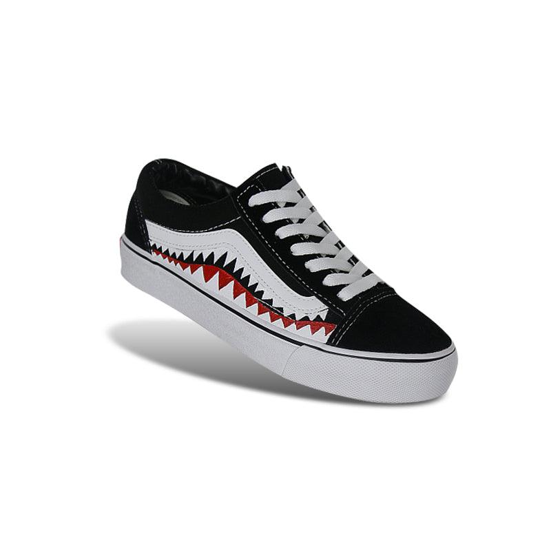 Vans X Old Skool Bape Sharktooth Black White Men Sneakers - Obeezi