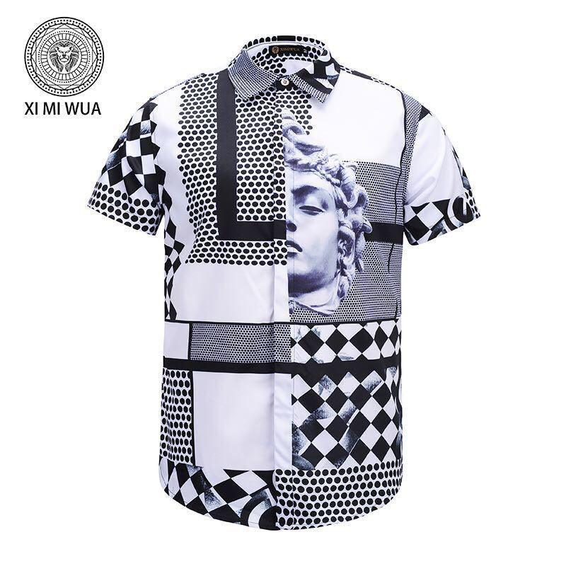 VE Optillusion Medusa Head Print Cotton T-shirts White and Black - Obeezi