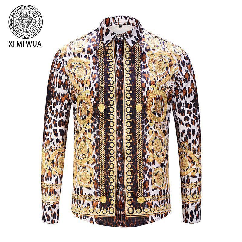 VE Vintage Collection Trim Fit Yellow Glod Mix WIth Tiger Skin Print Shirt - Obeezi