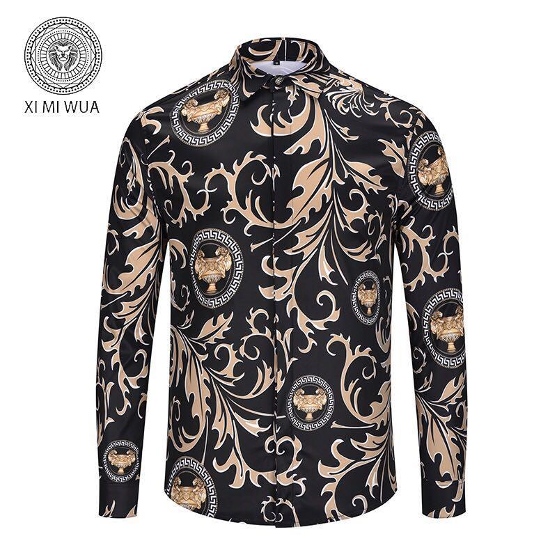 VE Vintage Embellished Baroque Long Sleeved Shirts Brown - Obeezi