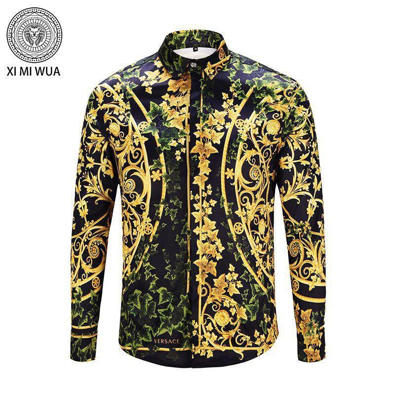 VE Vintage Men"s Long Sleeve Body Fit Cotton Black Shirt With Lime And Yellow - Obeezi