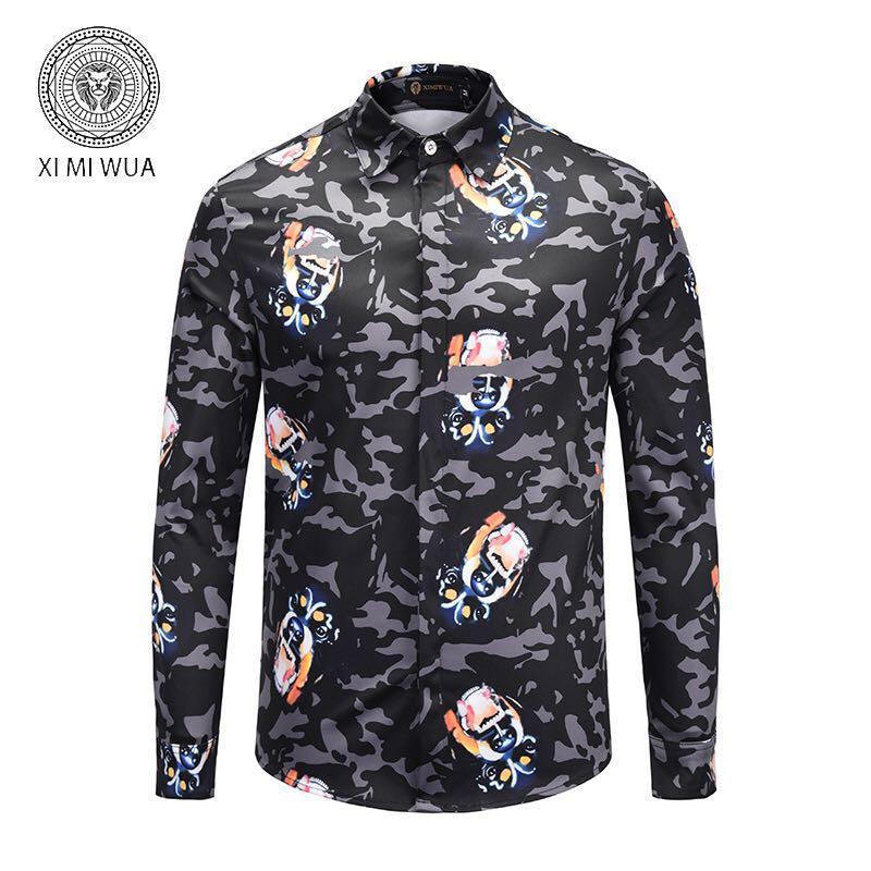 VE Vintage Men's Long sleeve Camo design prints Shirt - Obeezi
